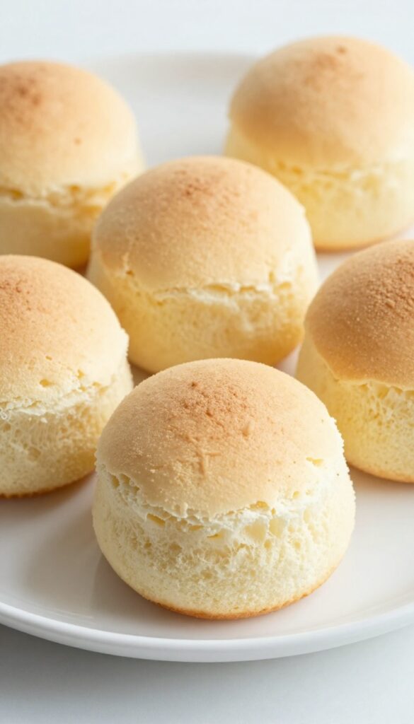 A close-up of angel food cupcakes, highlighting their fluffy texture and clean vanilla sweetness, perfect for a dessert blog.