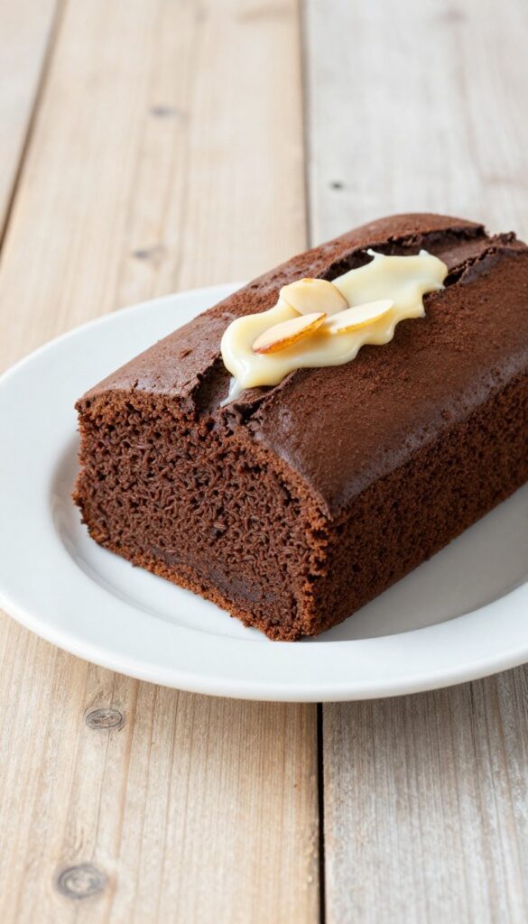 A slice of sweet potato chocolate cake with almond butter drizzle, showcasing a paleo dessert recipe.