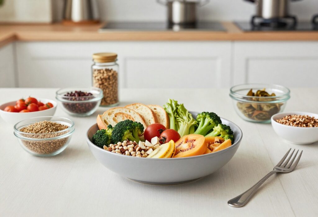Balanced thyroid-friendly meal with salmon, quinoa, and vegetables