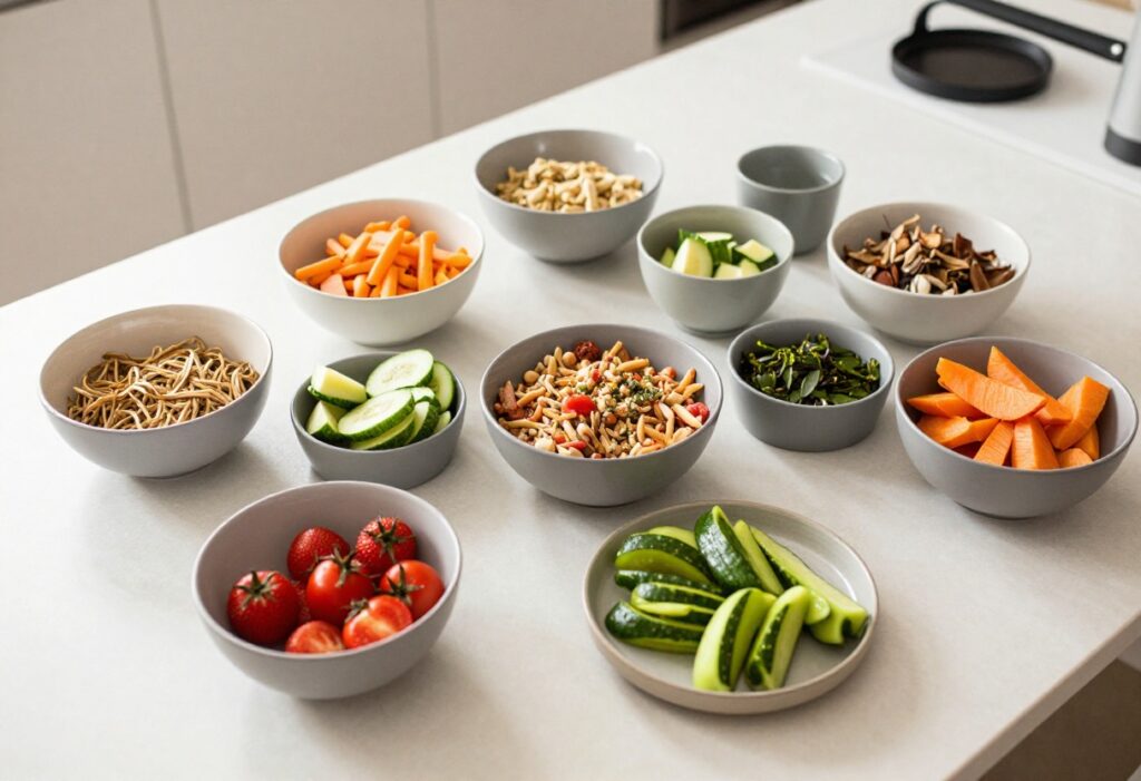 Collage of soft food diet ideas including mashed potatoes, smoothie bowl, and yogurt parfait.