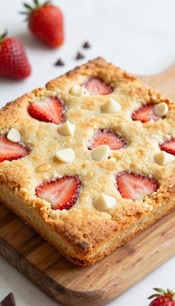 Classic Strawberry Blondie with White Chocolate Chips