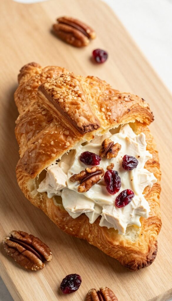 Croissant chicken salad with cranberries and pecans