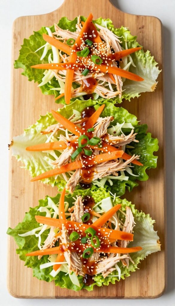 Spicy Sriracha Chicken Salad Lettuce Cups