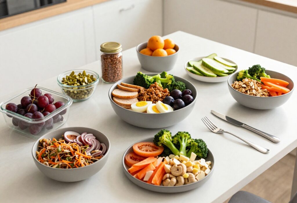 Fresh detox meal ingredients on a wooden table