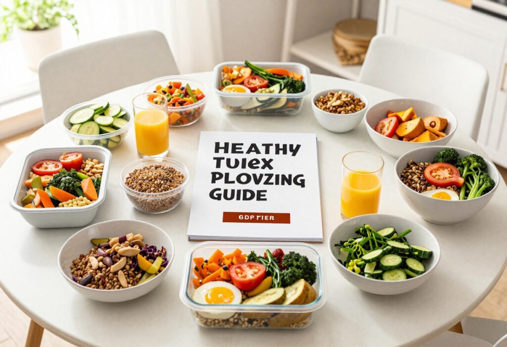 Healthy 1700 calorie meal with grilled chicken salad and quinoa bowl on a wooden table.