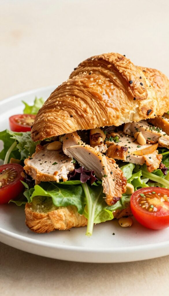 Chicken salad sandwich with side salad