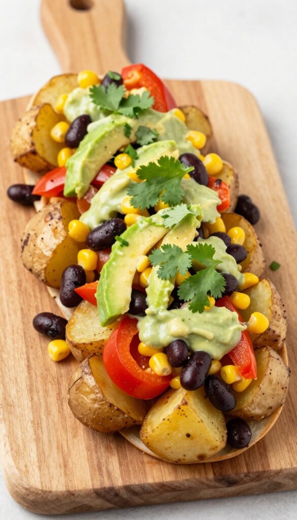 Veggie breakfast burrito with avocado crema