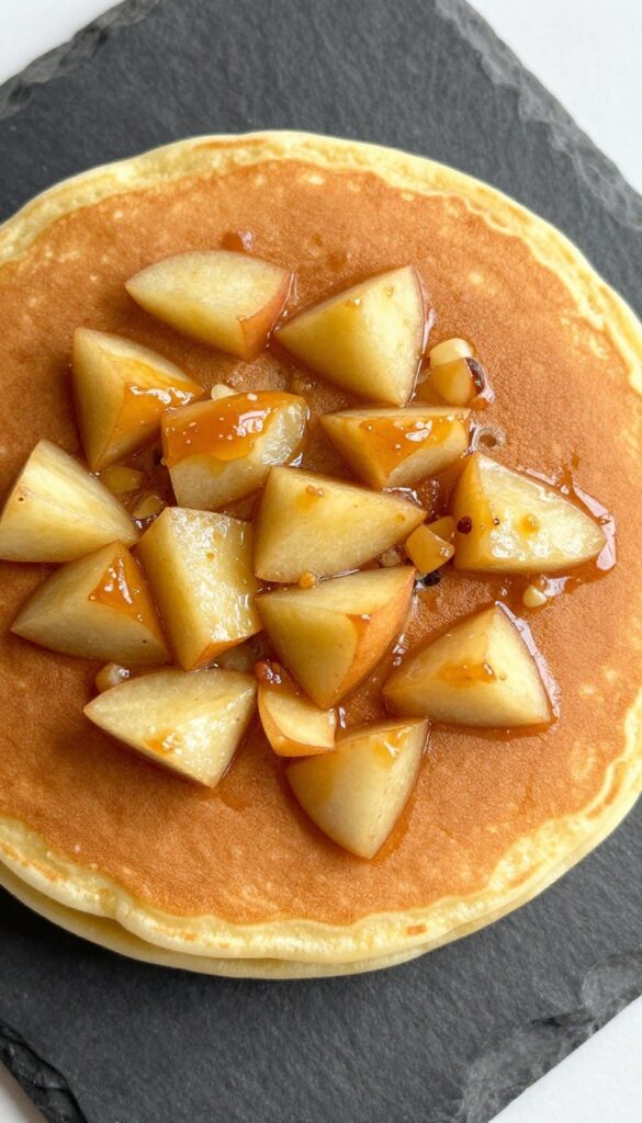 Sausage and apple stuffed pancake on a plate