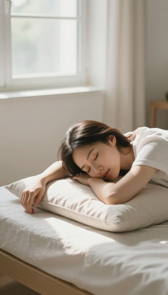 Person meditating in a calm, sunlit room
