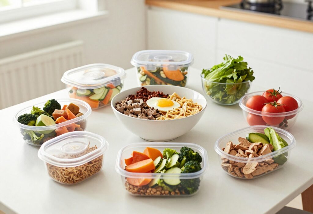 Salt-free low-sodium weeknight dinner spread with lemon herb chicken and roasted vegetables