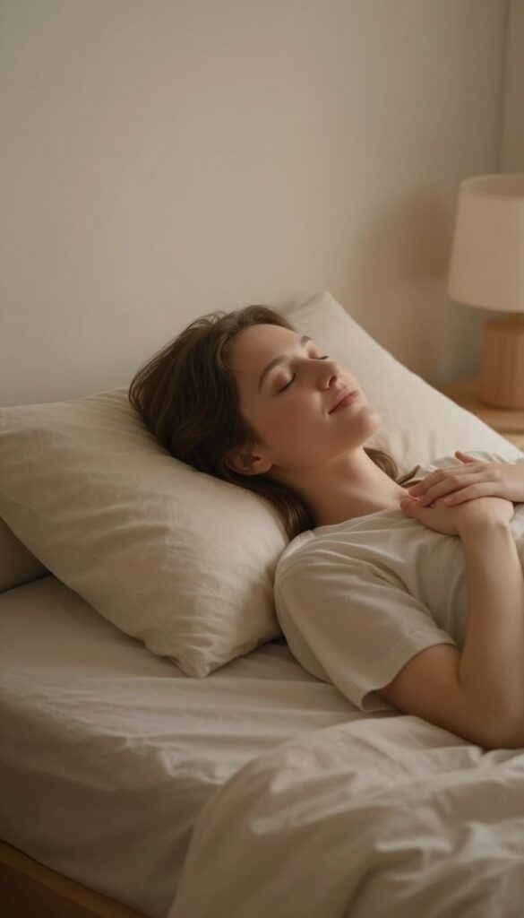 Person in bed practicing loving-kindness meditation before sleep