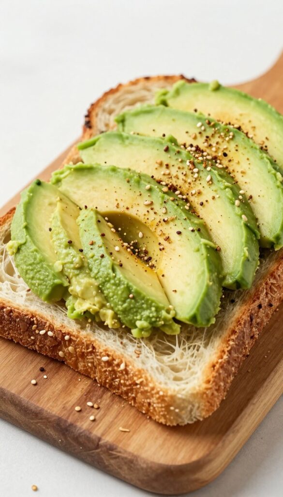 Avocado toast on sourdough with everything bagel seasoning