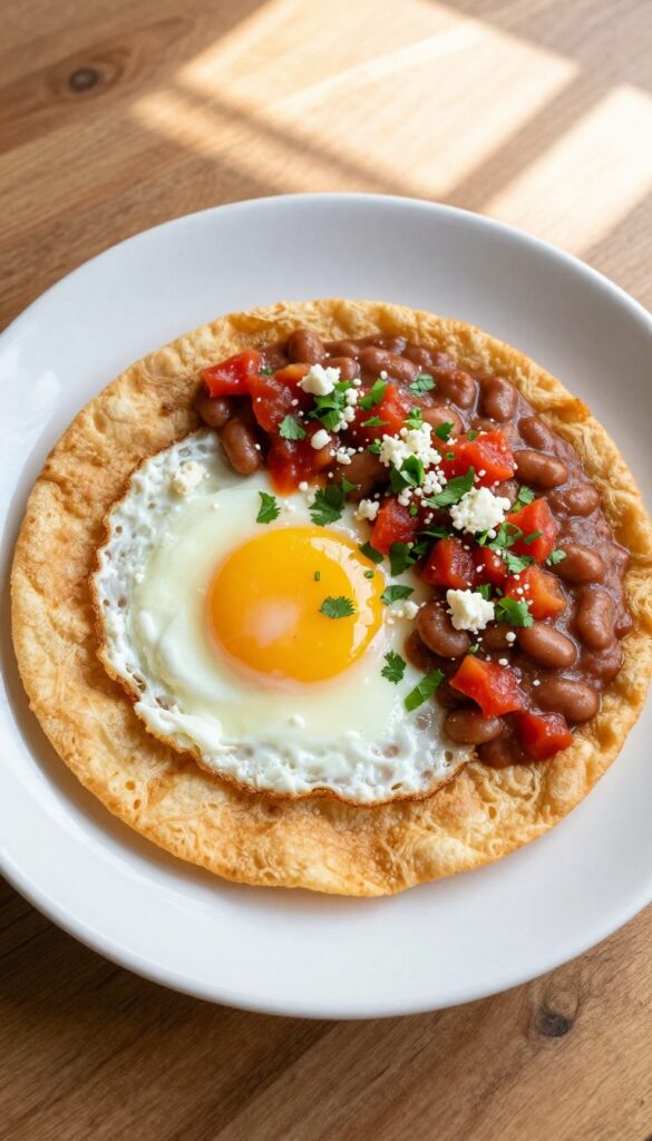 Sopes de Huevo con Salsa Roja