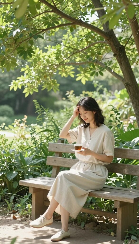 Person saying no to an invitation while relaxing in a garden