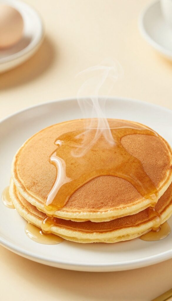 Stack of coconut flour pancakes with sugar-free syrup