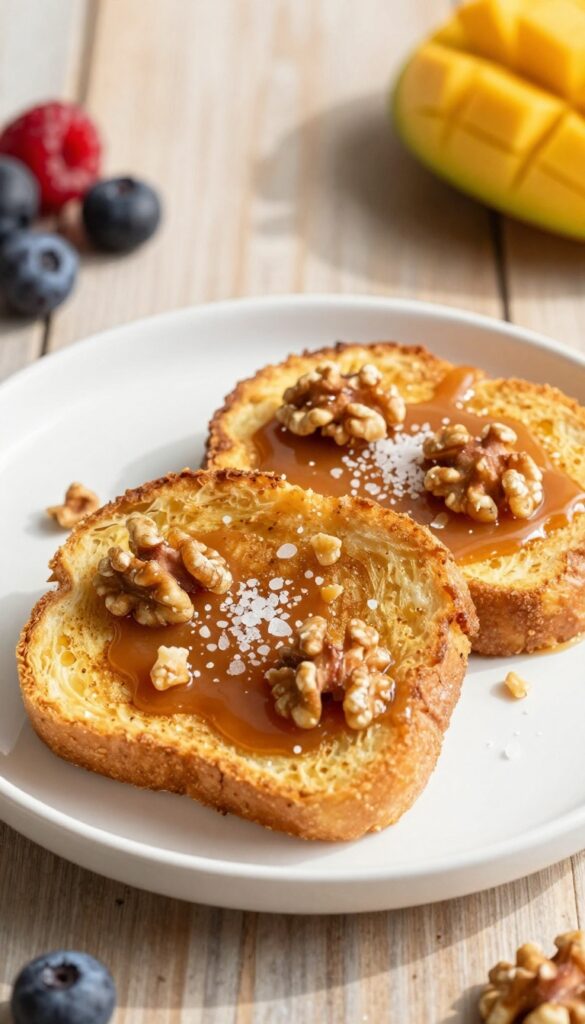 Mexican French toast with cajeta and walnuts