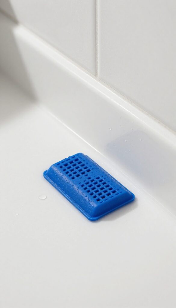 Silicone hair catcher on shower drain preventing clogs