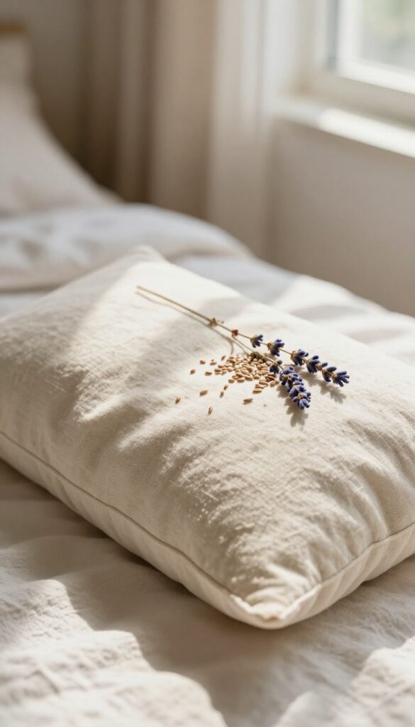 DIY eye pillow with lavender on linen cloth
