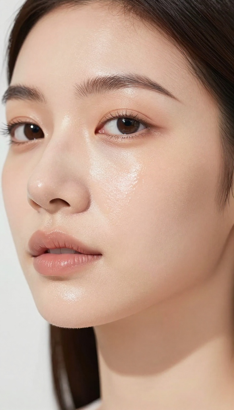 Woman with dewy, glowing skin from tinted moisturizer