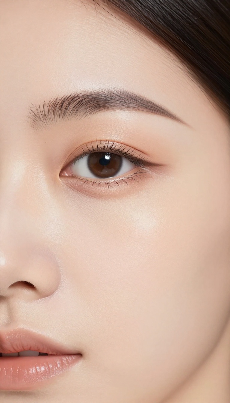 Close-up of a woman's eye with a subtle highlight under the brow bone for an instant lift