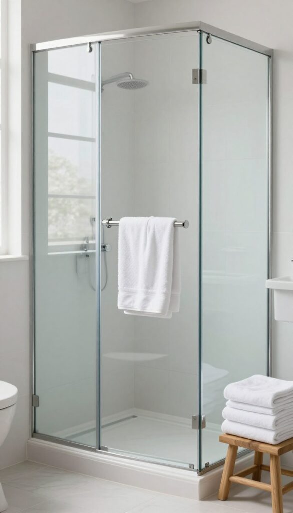 Fresh towel and clean clothes in a bright bathroom after a workout