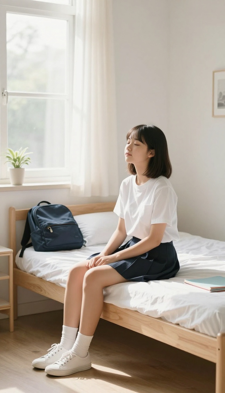 Teenager visualizing success before school