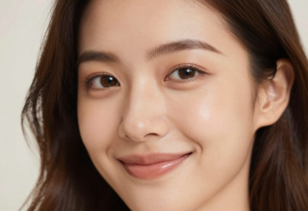 Woman with soft glow makeup and natural radiance