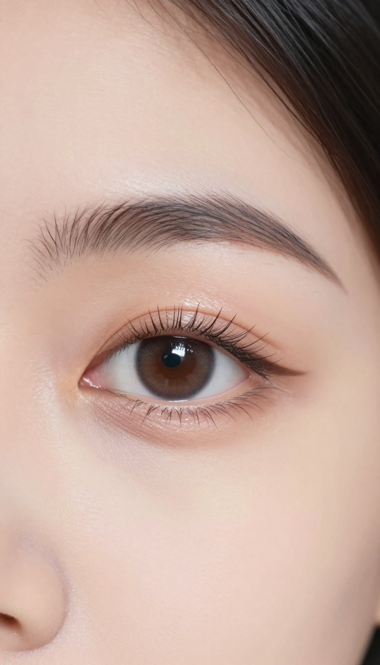 Close-up of a glossy eye lid with soft-focus finish