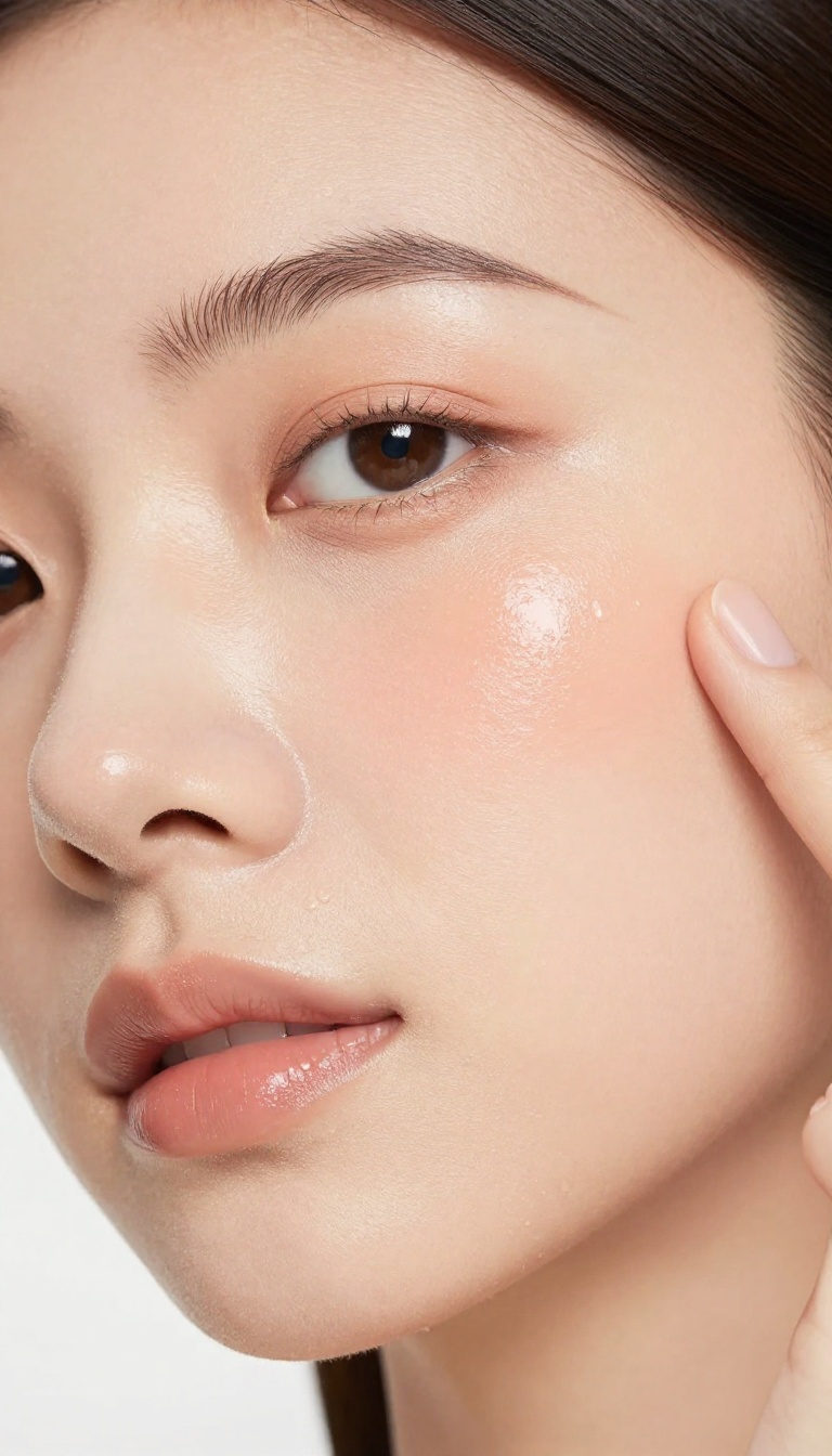 Woman applying cream blush for a dewy, natural glow