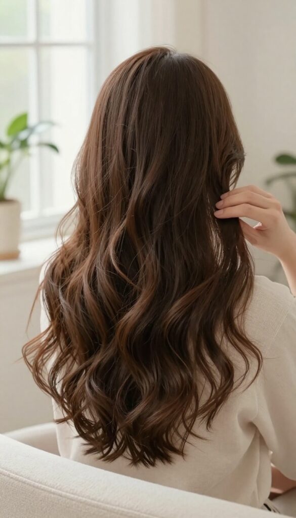 Woman with soft, heatless waves in bright natural light, representing a break from heat styling