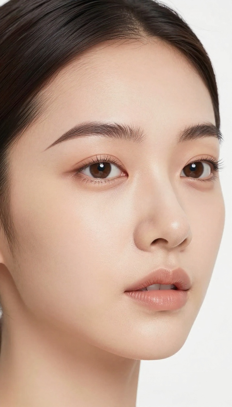 Woman with perfectly shaped eyebrows in natural light